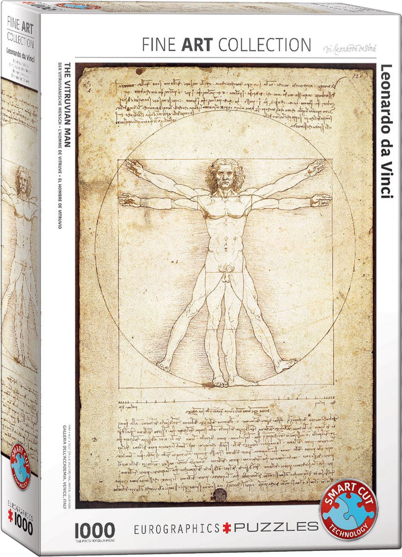 Eurographics - de verhoudingen van het menselijk lichaam volgens vitruvius [le proporzioni del corpo umano secondo vitruvio] - leonardo da vinci - 1000 stukjes 48×68cm (b×h) - legpuzzel