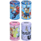 Spaarpot licentie met slot 4 assorti paw patrol, minnie mouse, spider-man | 4 stuks - afbeelding 1