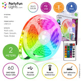 Partyfun lights usb led strip 2meter ip65met afstandsbediening, sefl-adhesive - afbeelding 2