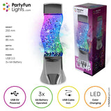 Partyfun lights tafellamp glitter led colour changing werkt op 3xaa batterijen en usb h25,5cm - afbeelding 2
