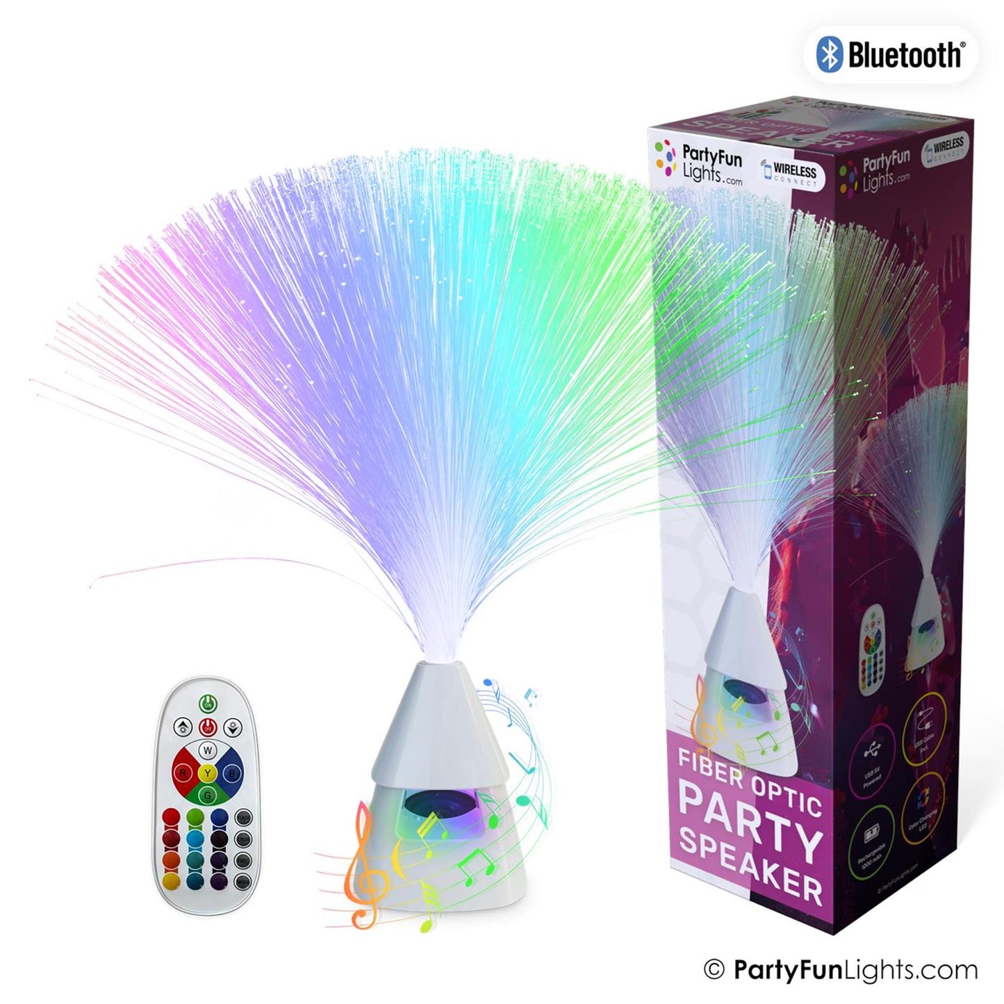 Partyfun lights fiber optic party bluetooth luidspreker colour changing