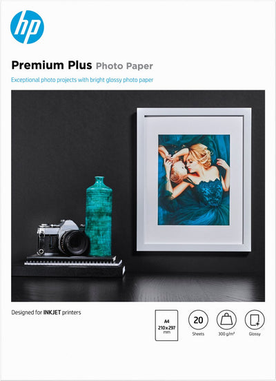 Hp premium plus glanzend fotopapier - 20 vel a4