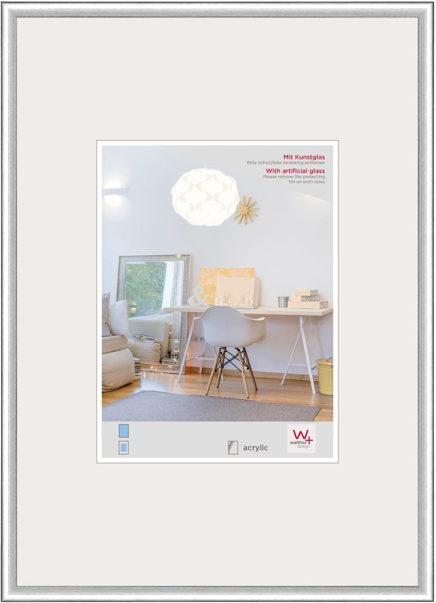 Walther new lifestyle - kunststof lijst - fotoformaat 20x30 cm - kunstglas - zilver