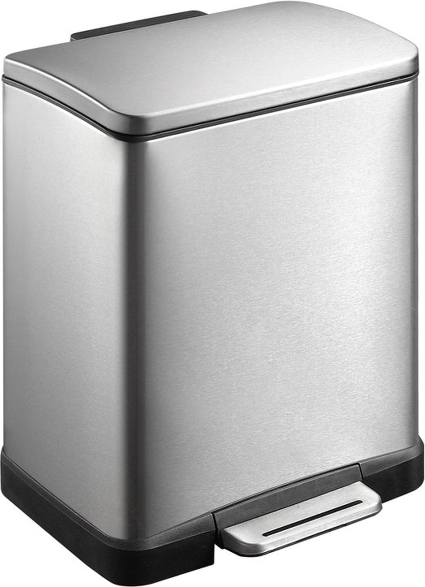 Eko - e-cube recycling pedaalemmer 10+9 liter - stainless steel plastic - mat rvs - prullenbak