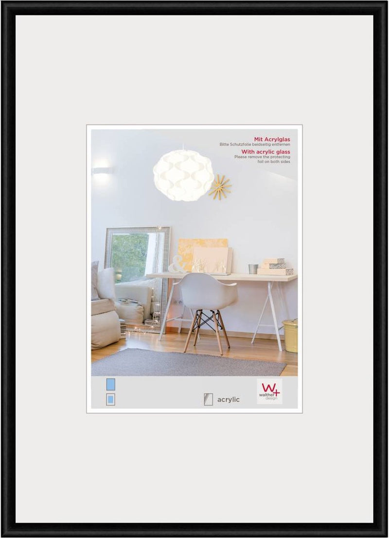 Walther new lifestyle - kunststof lijst - fotoformaat 40x60 cm - kunstglas - zwart