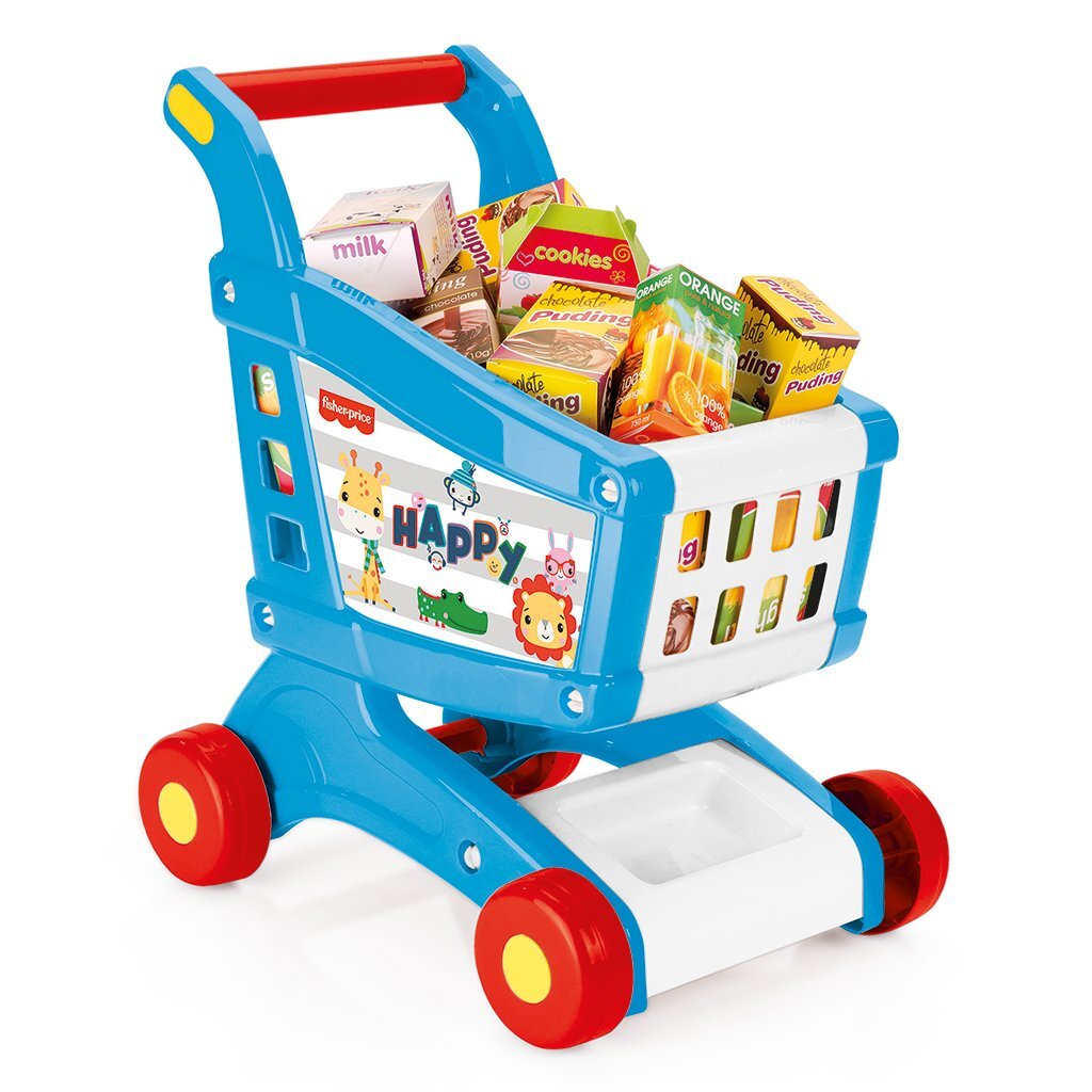 Dolu fisher price boodschappenkar + accessoires wit blauw rood