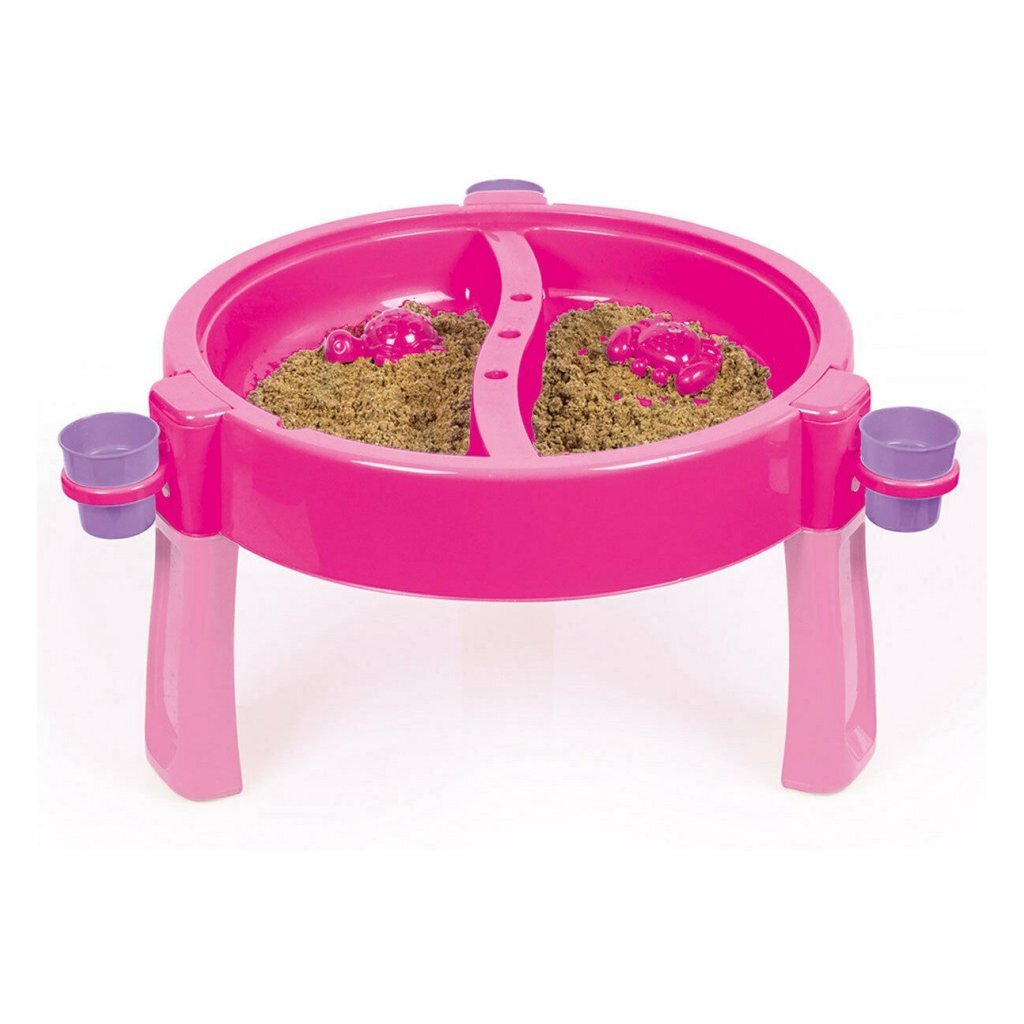 Dolu 2-in-1 watertafel zandtafel met accessoires roze 98x98x77cm