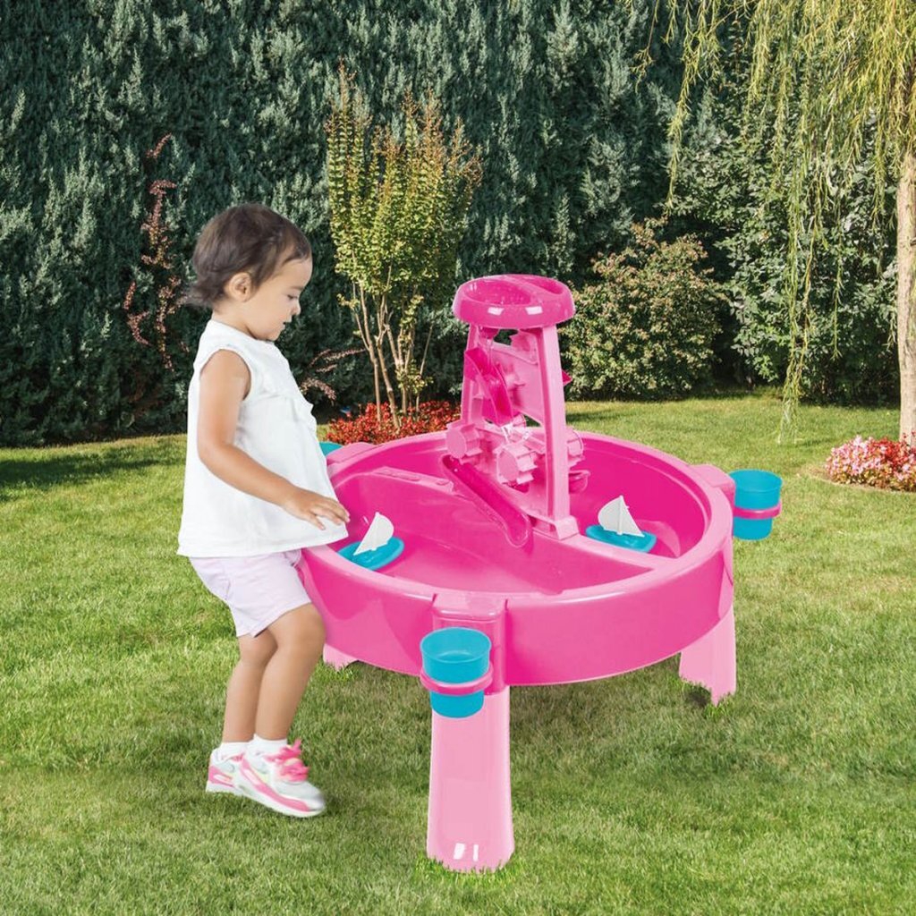 Dolu 2-in-1 watertafel zandtafel met accessoires roze 98x98x77cm