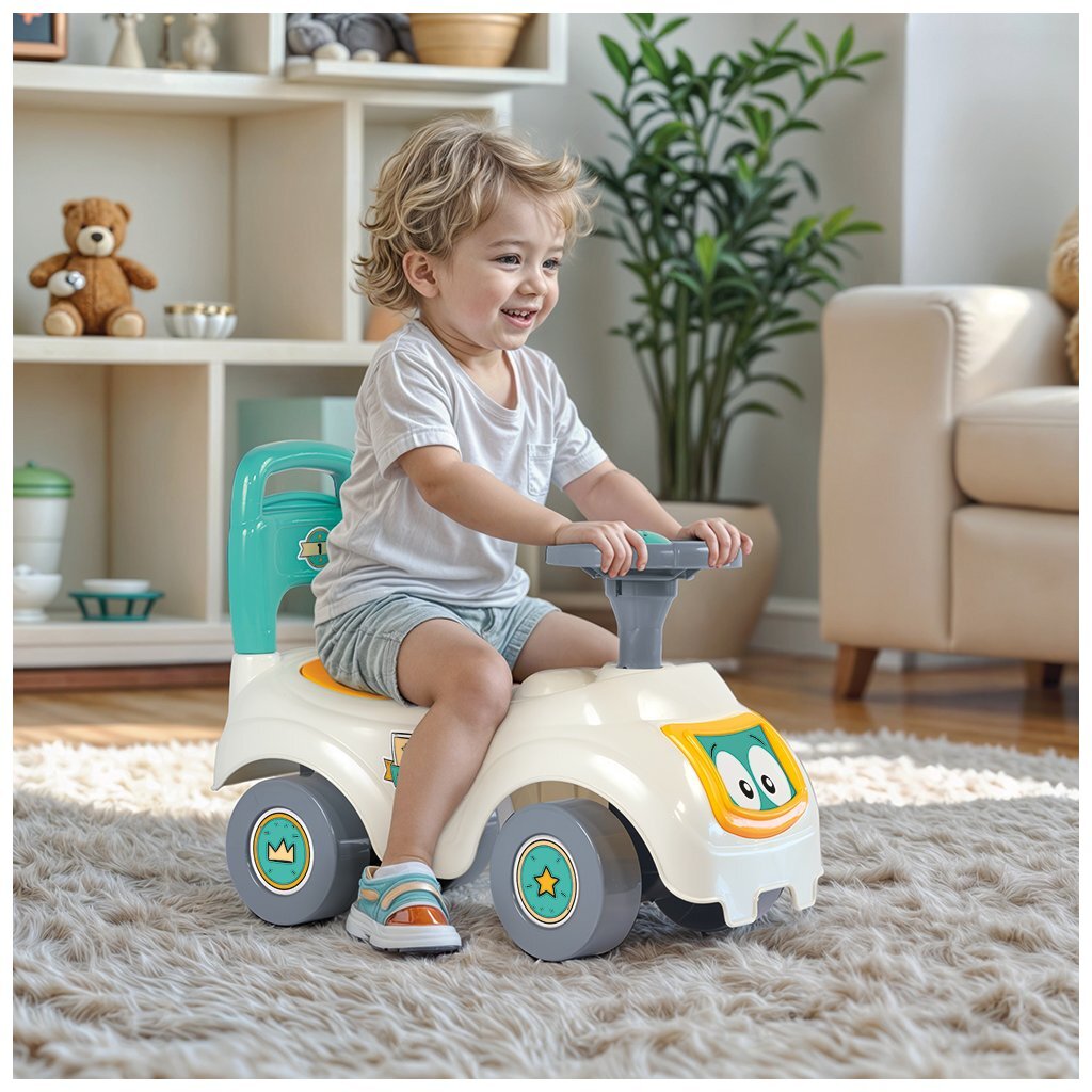 Dolu loopauto met toeter wit groen geel 47x37x20.5cm