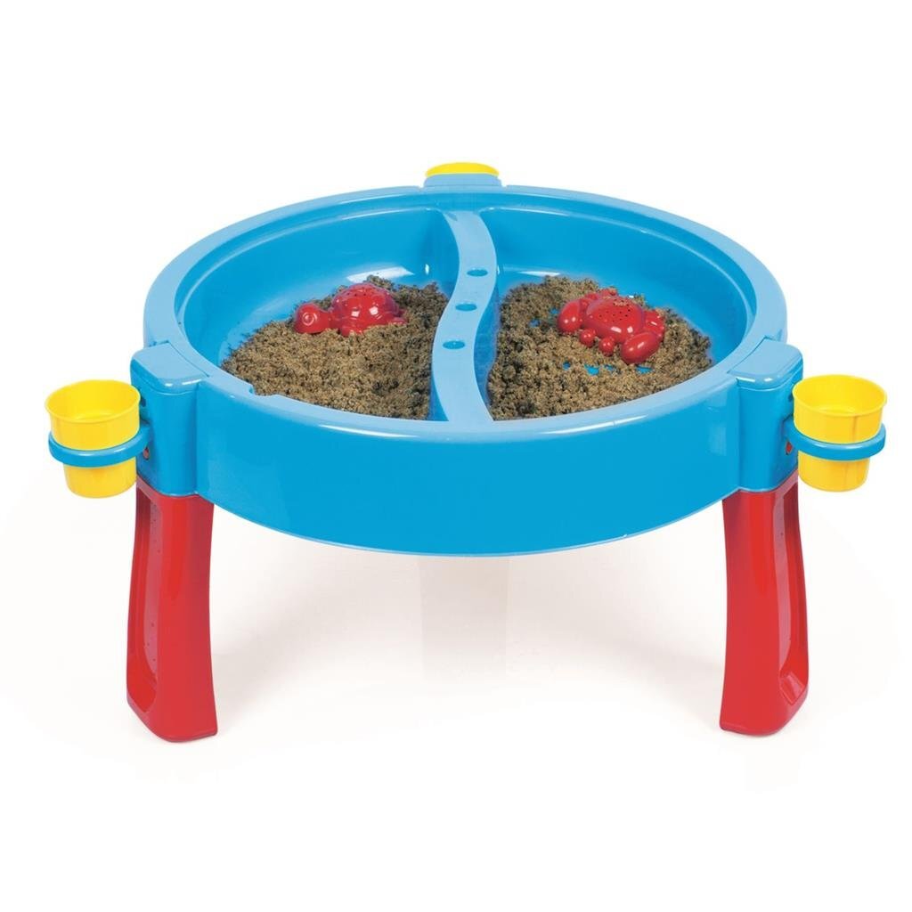 Dolu 2-in-1 watertafel zandtafel met accessoires blauw rood geel 98x98x77cm