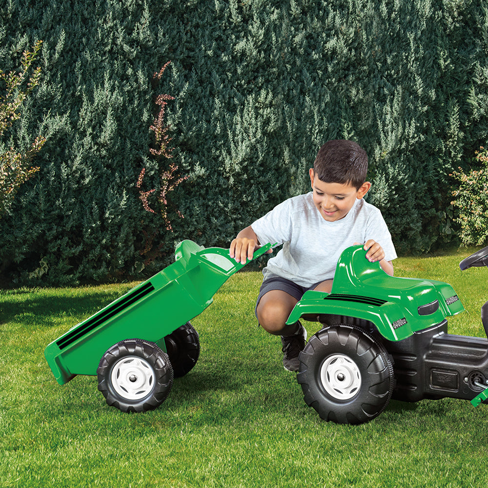 Dolu pedaal trekker graafmachine + aanhanger groen