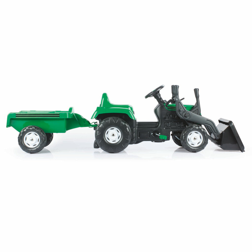 Dolu pedaal trekker graafmachine + aanhanger groen