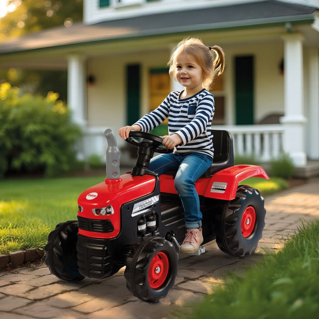 Dolu traptractor met claxon rood zwart