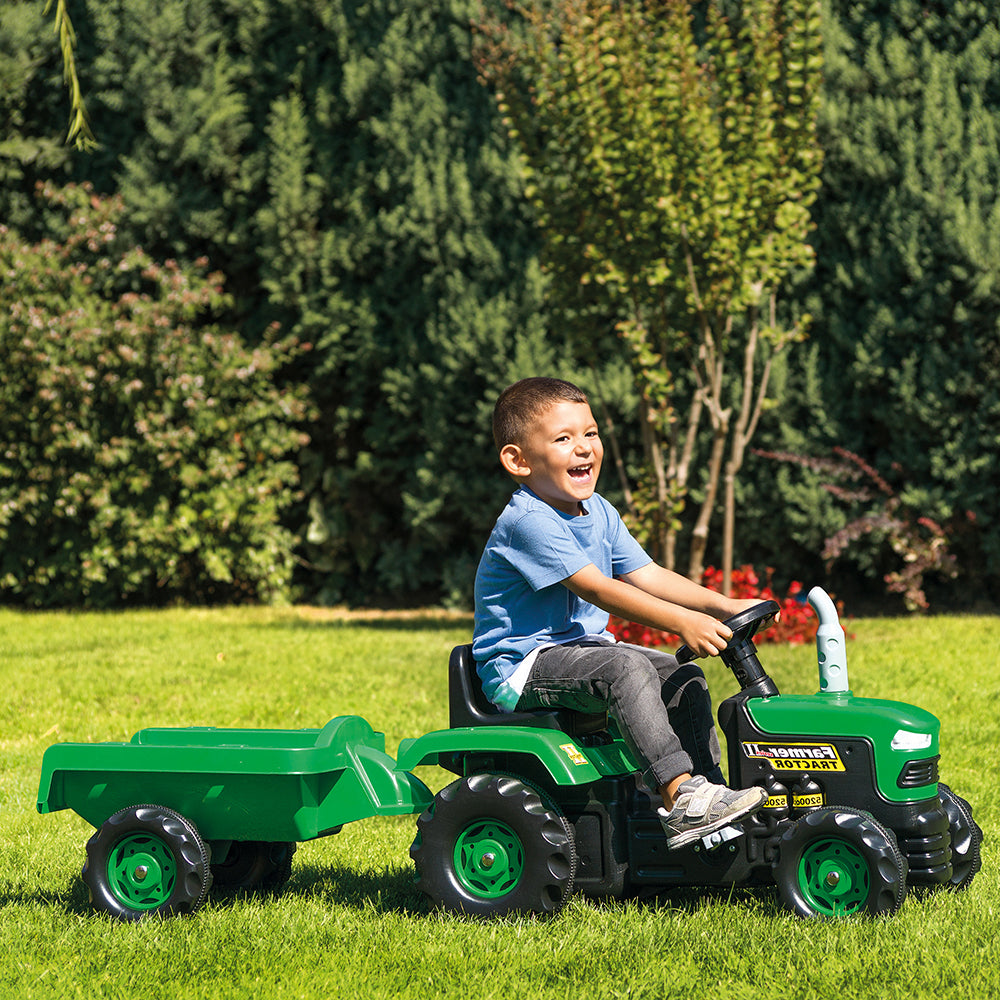 Dolu pedaal trekker met aanhanger groen