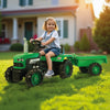 Dolu traptractor met aanhanger claxon groen zwart