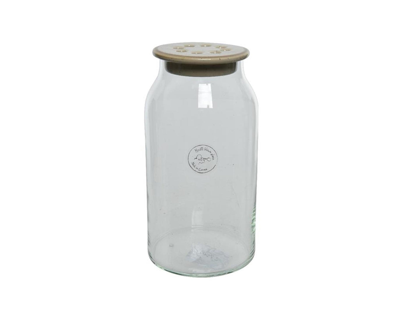 Decoris vaas glas keramiek bloemen schik deksel keramiek ø11-h20cm