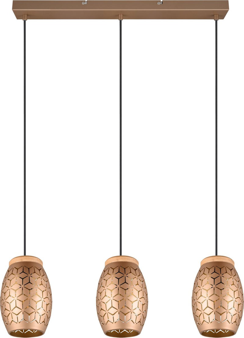Rl live your light reality bidar - hanglamp - koffie - excl. 3x e27 28w