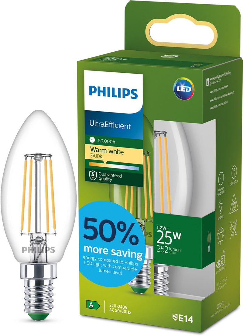 Philips led philips ultraefficient led lamp - 25w - e27 fitting - warmwit licht: 2700k - mat glas - p45 kogellamp - lange levensduur