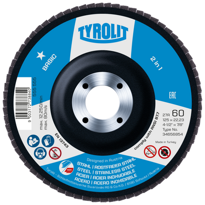Tyrolit lamellenschijf 125mm za80 basic 2in1 st rvs | 100 stuks
