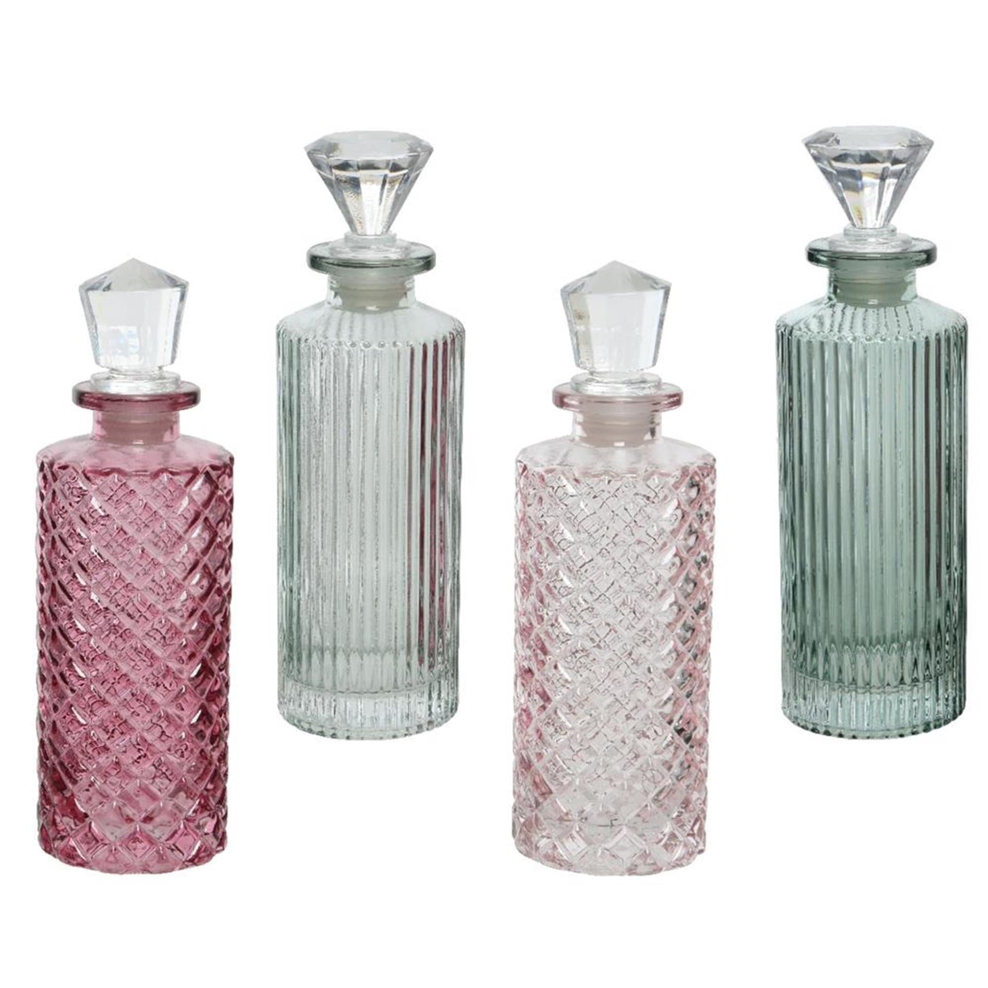 Decoris decoratief fles dia.5,1x17cm glas 4 assorti kleuren
