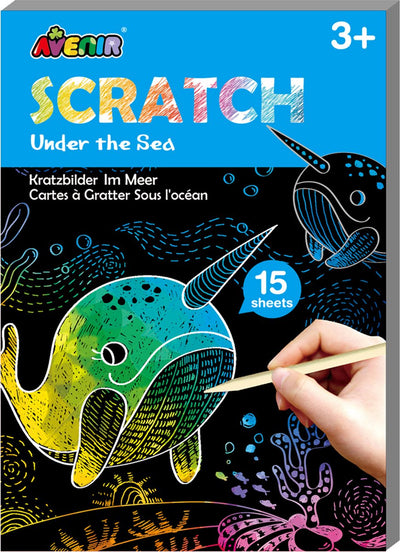Avenir scratch art boek mini a6 - diep in de zee - 15 pagina's - 3 jaar