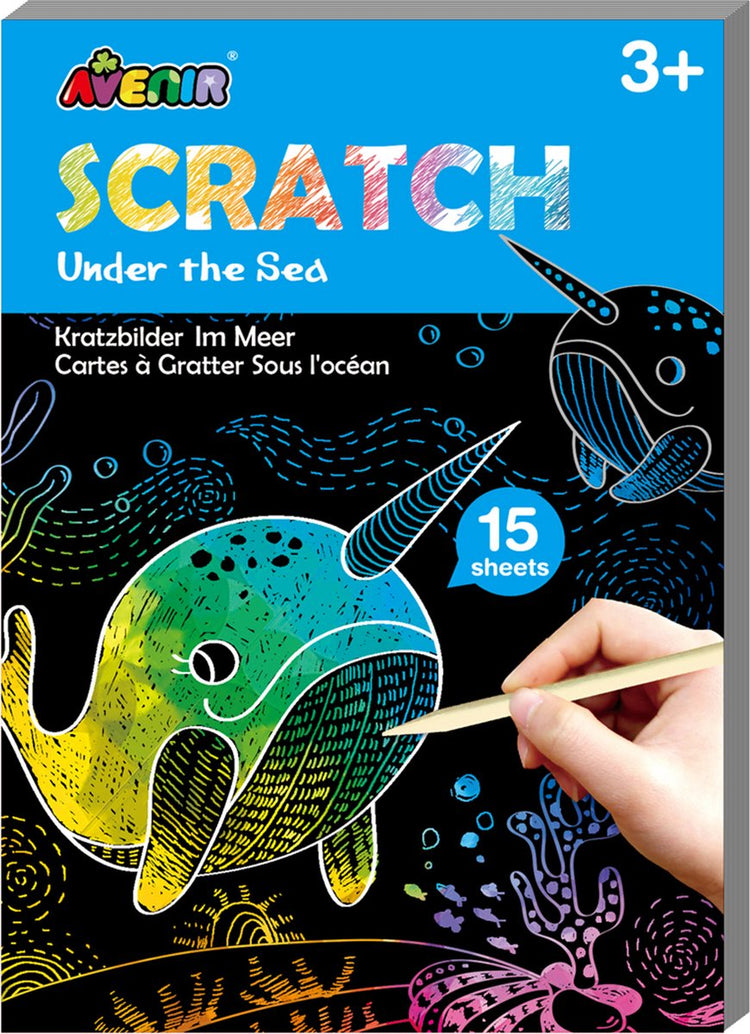 Avenir scratch art boek mini a6 - diep in de zee - 15 pagina's - 3 jaar