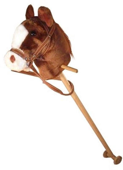 Playwood - stokpaard bruin met geluid - bont