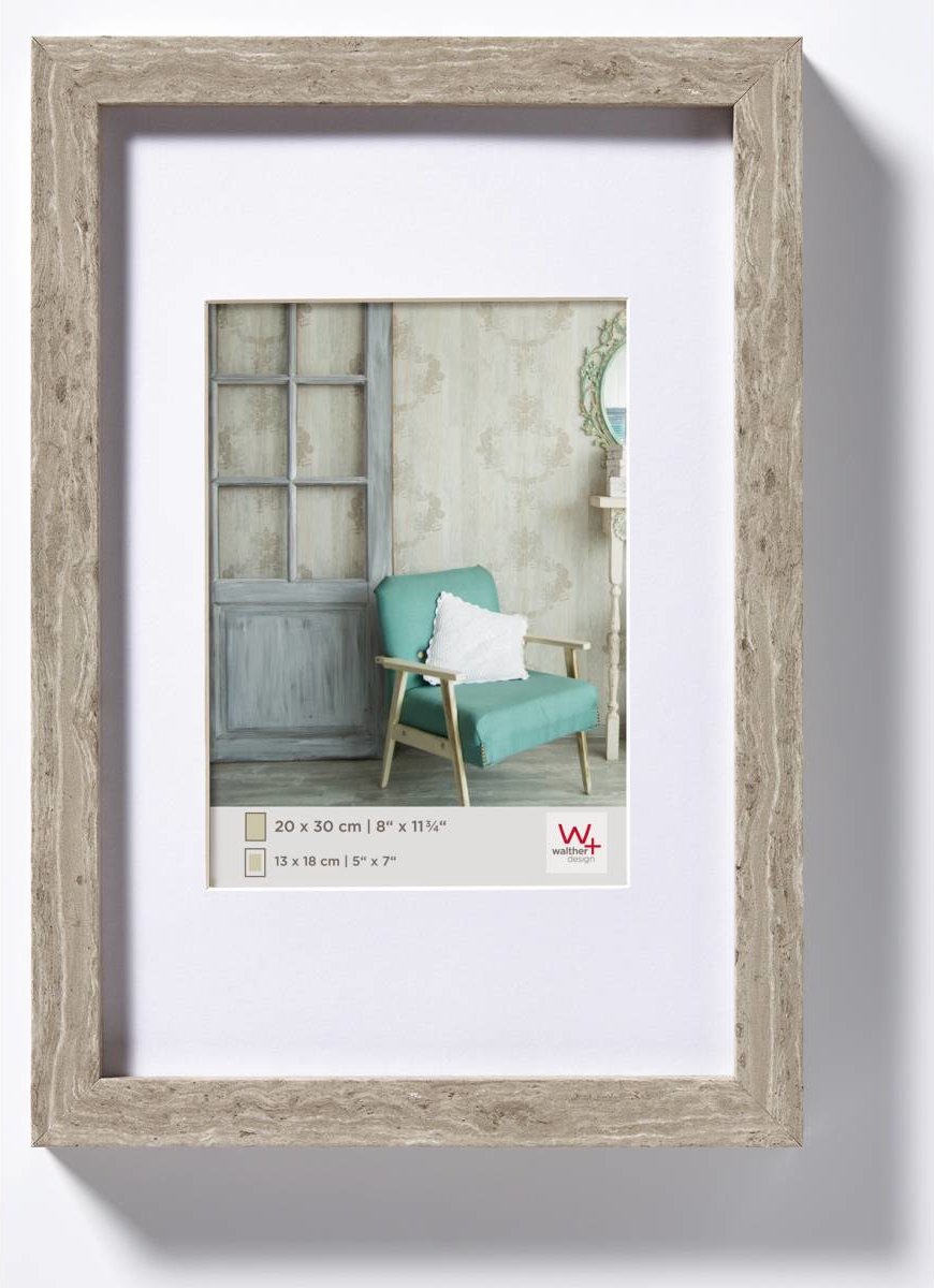 Walther stockholm - mdf houten lijst- fotoformaat 15x20 cm - grijs