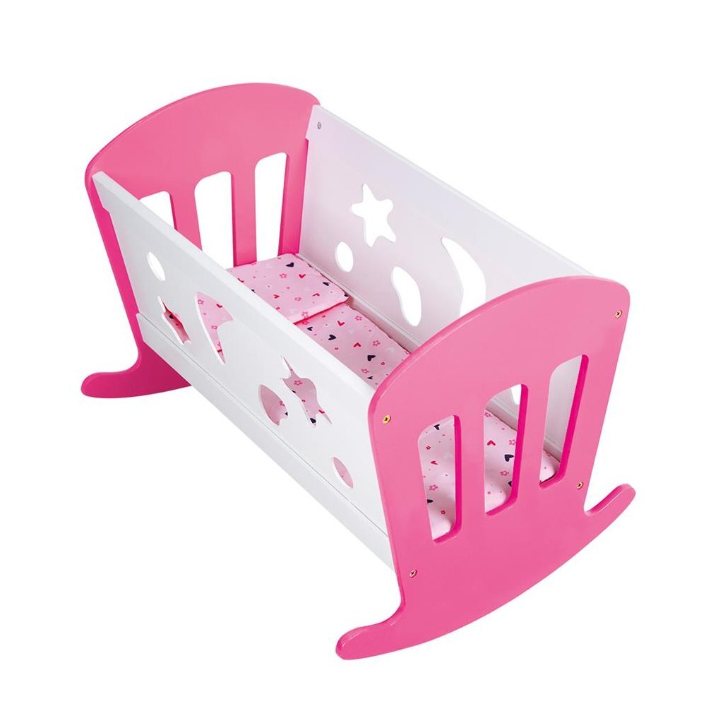 My beautiful dolls room my beautiful dollsroom houten poppenbed 49x37x35 cm roze wit