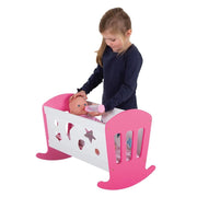 My beautiful dolls room my beautiful dollsroom houten poppenbed 49x37x35 cm roze wit - afbeelding 2