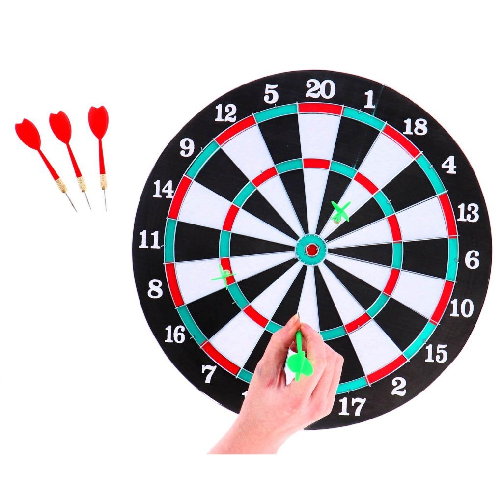 Overige merken dartboard tweezijdig + 6 pijlen 37 cm