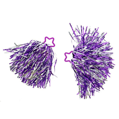 Overige merken pom poms 2 stuks paars zilver
