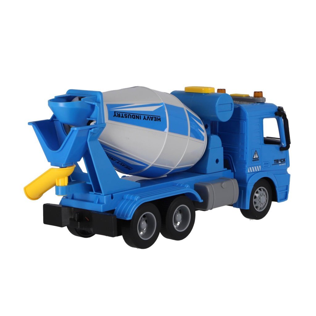 Overige merken betonmixer truck 30 cm + licht en geluid blauw grijs