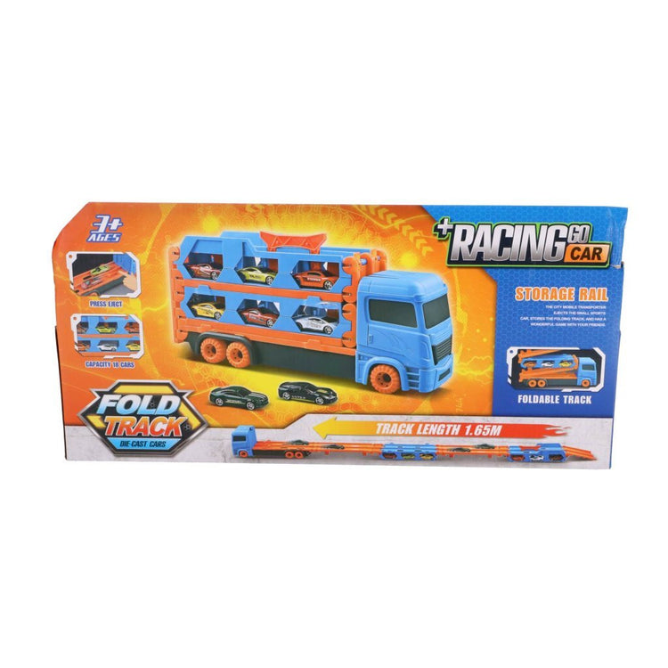 No brand pop-up auto transporter met 2 metal auto's | 2 stuks