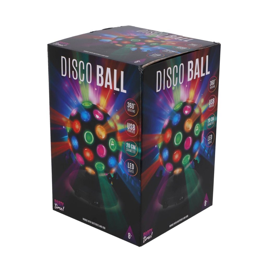 Disco led bal 20 cm zwart