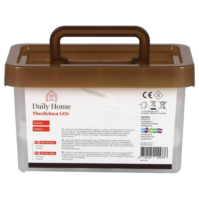 Daily home led theelichten 3.8 cm 24 stuks wit