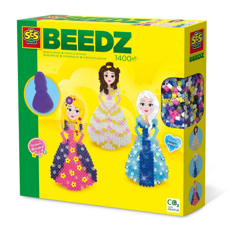 Ses creative - beedz - prinsessen - 1400 strijkkralen met grondplaten, glitters en strijkvellen - vanaf 5 jaar