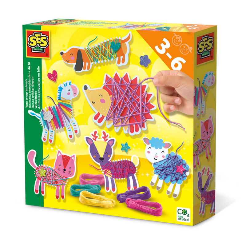 Ses creative - draad wikkel dieren - met glitter stickers en 5 heldere kleuren draad - 6 wikkel dieren - knutselen