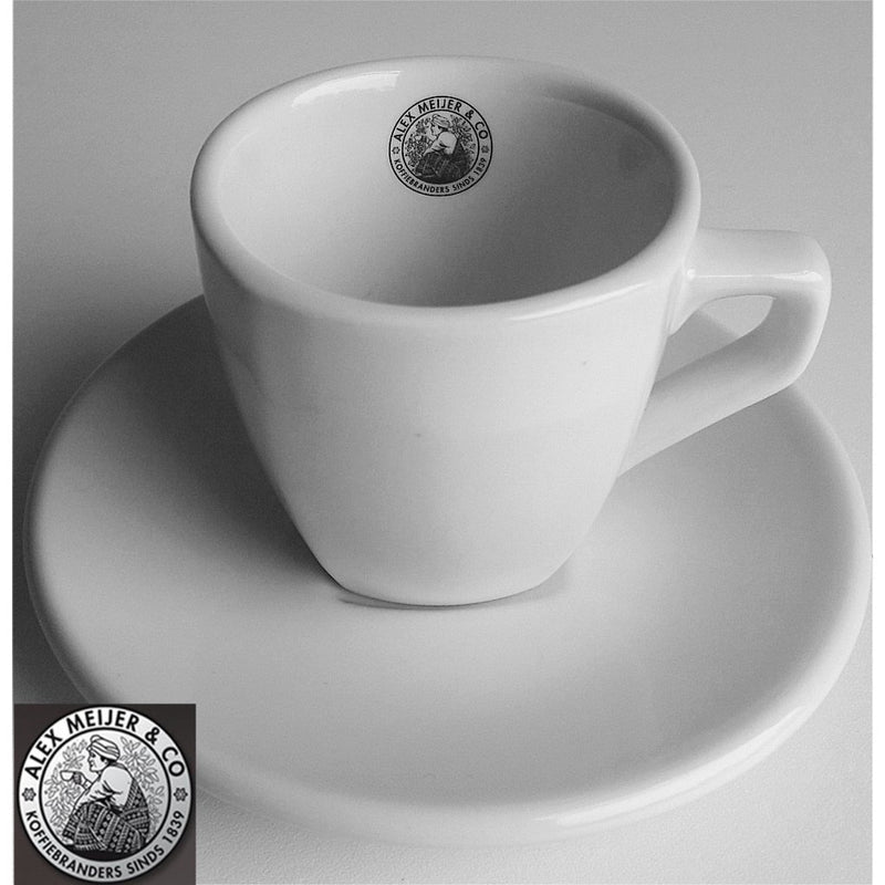Intermezzo espresso kop en schotel alex meijer logo 3 stuks