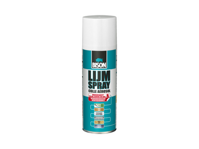 Bison lijmspray universal spuitbus 200 ml - handige lijmspray voor het permanent of tijdelijk verlijmen van papier, karton, foto's, posters, collages, metaalfolies, isolatie- en decoratiematerialen, vilt, textiel en meer