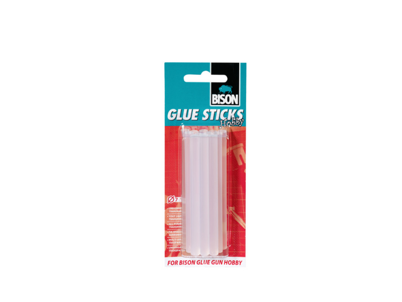 Bison glue sticks hobby, transparante, hoge kwaliteit lijmpatronen met een diameter van 7 mm, 12 stuks,makkelijk in gebruik met de glue gun hobby