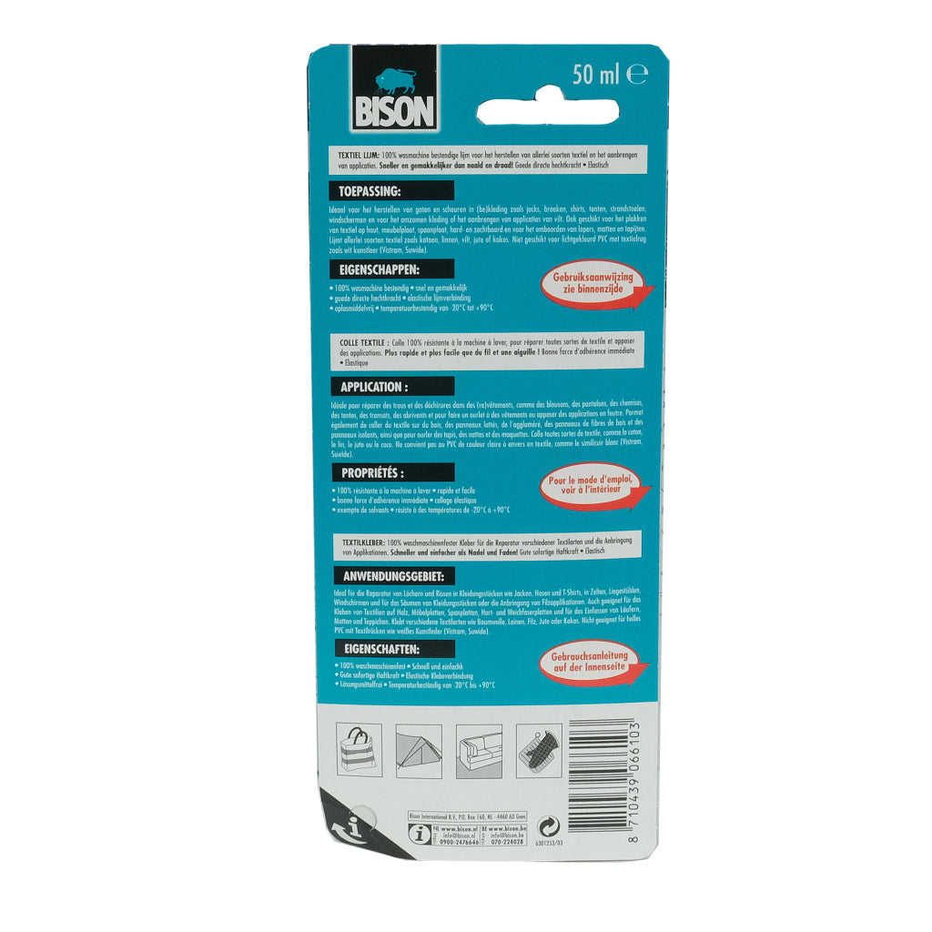 Bison textiellijm 50 ml bestand tegen wassen