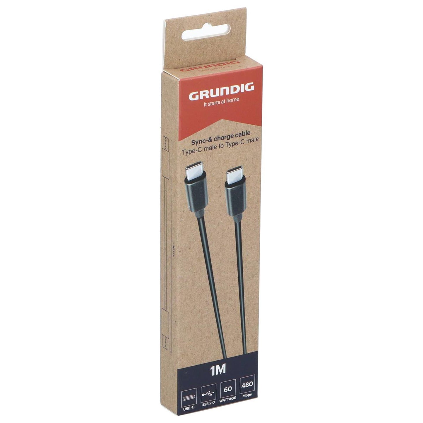 Grundig synchroniseer- en oplaadkabel usb-c naar usb-c 1 meter