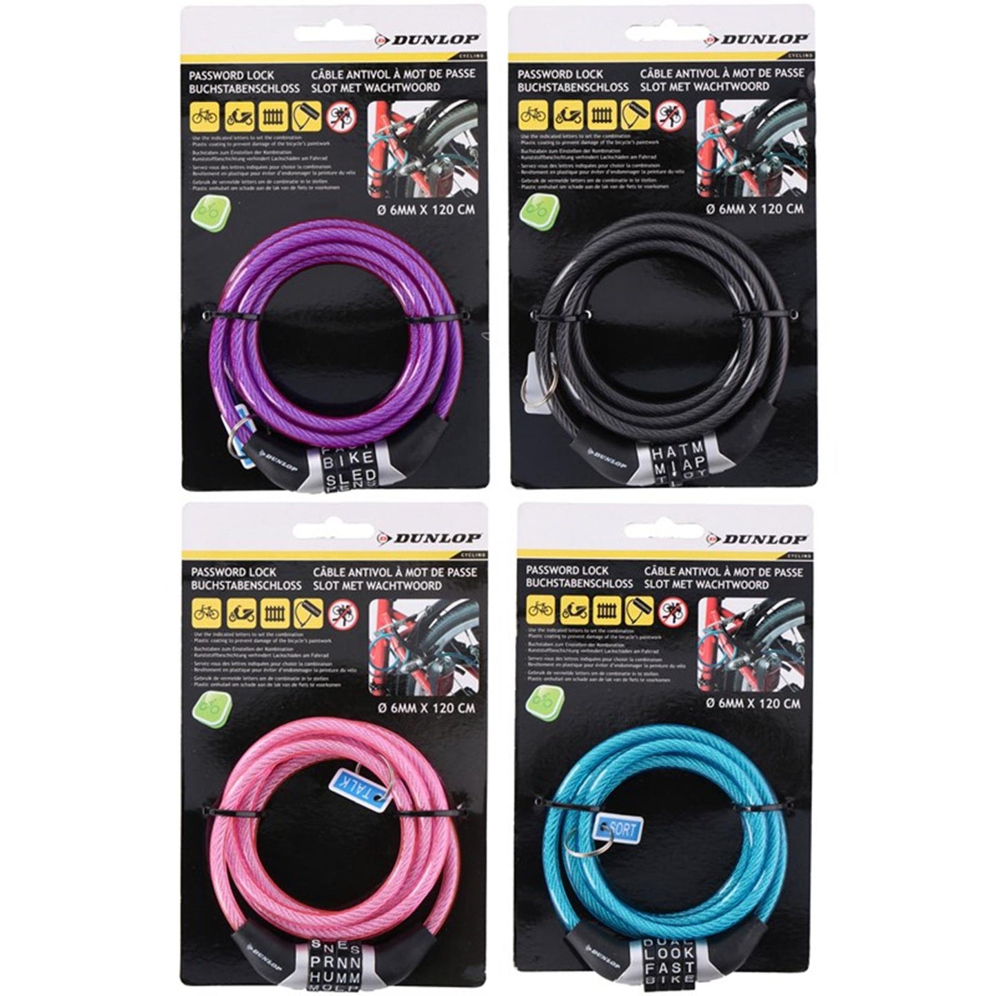 Dunlop wachtwoord fietsslot 6mm 120cm