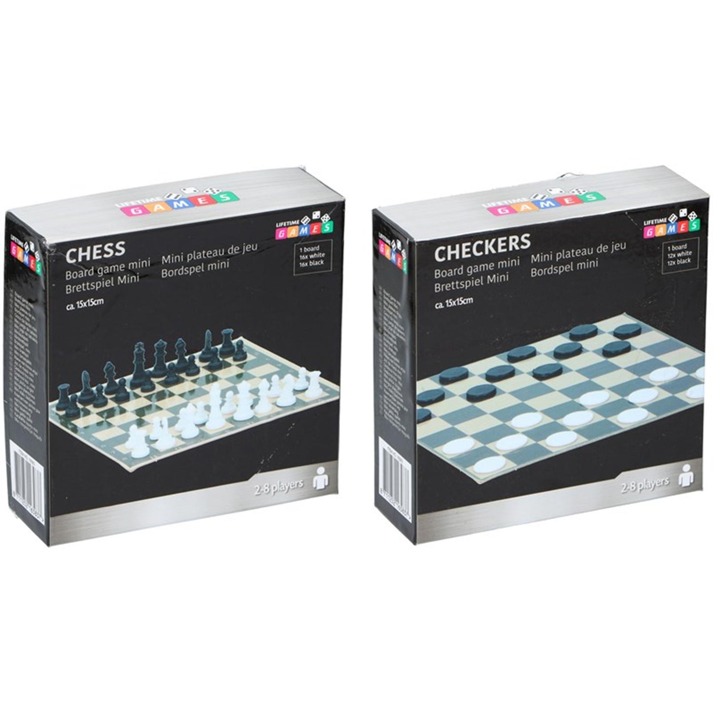 Lifetime games schaak- of damspel mini 15x15cm