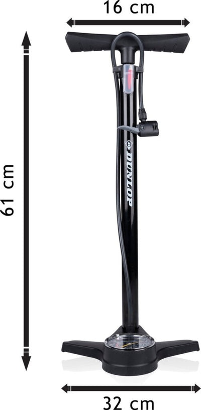 Dunlop fietspomp met drukmeter dubbel ventiel hollands ventiel frans ventiel autoventiel