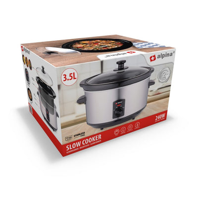 Alpina Slowcooker 3.5L 240W RVS Zwart