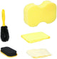Dunlop auto reinigingsset 5-delig. schoomaakspons, dashbord shine vanilla, microfiberdoek, chamois en wielborstel