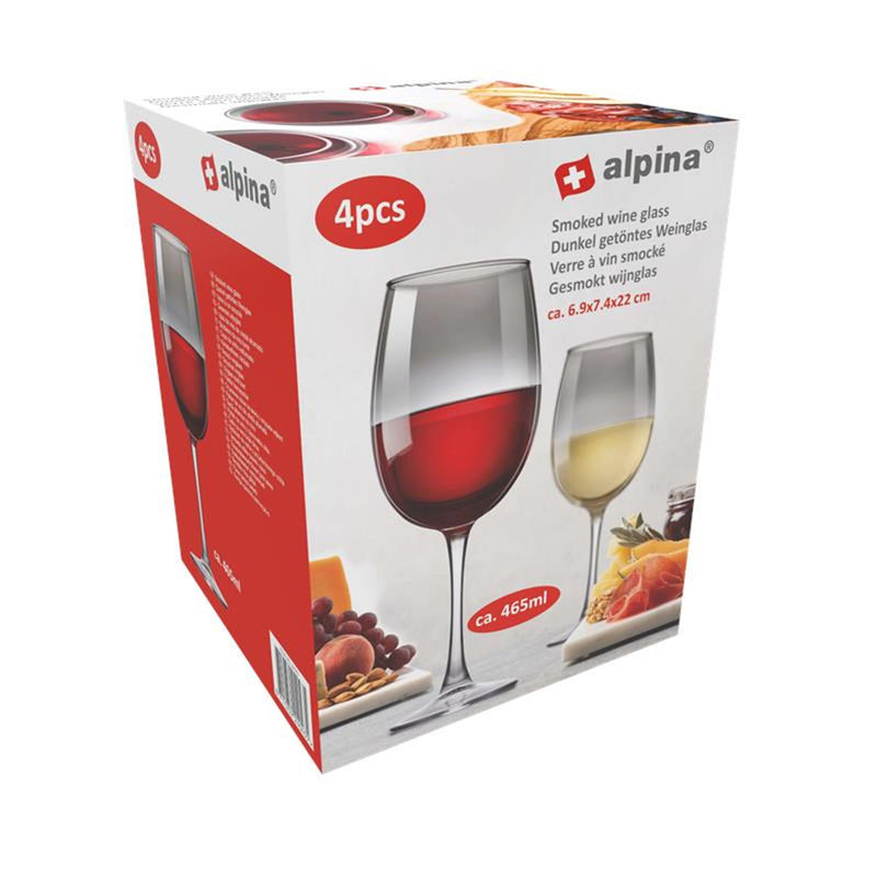 Alpina wijnglazen set 4 stuks - wijn glazen smoked - geschikt voor rode en witte wijn - glasservies voor elke gelegenheid - glas