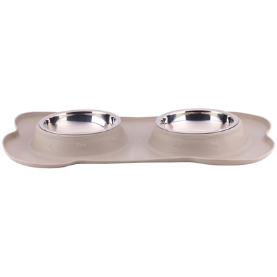 Pet voerbak met mat en stalen bak 45x27 duo